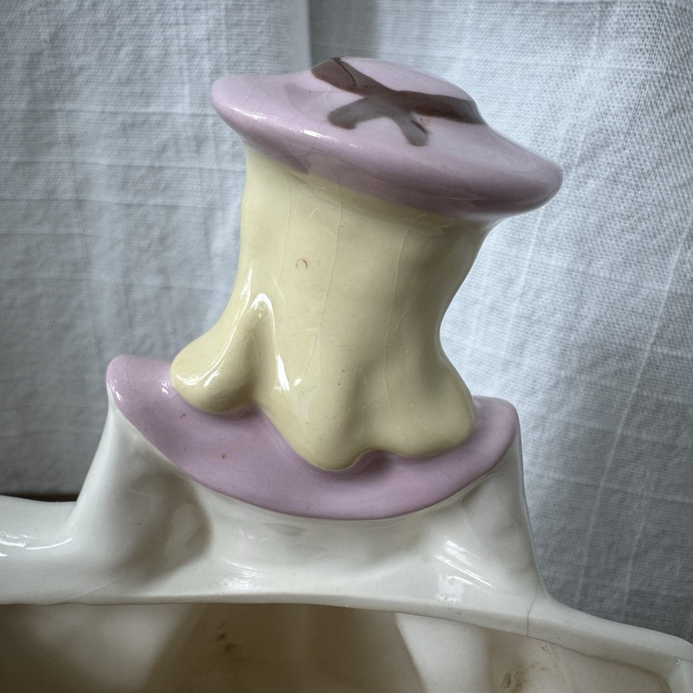 Vintage Girl Planter Pair Japan Napco Style Pink Mint Kitsch Set Of 2 MCM Vase - Picture 7 of 16